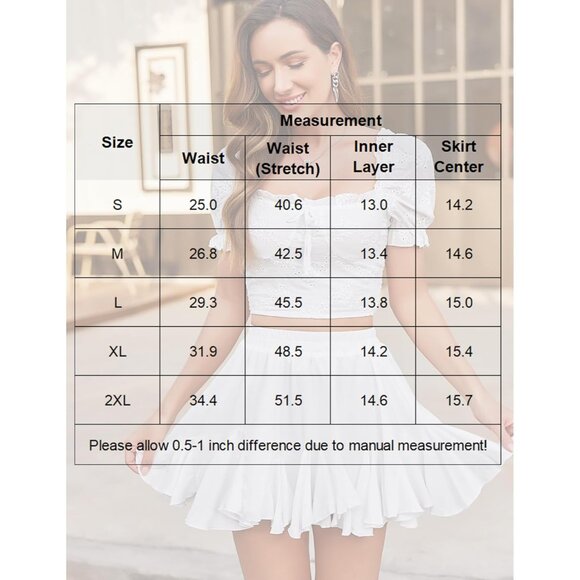 Elegant Women's High Waisted Pleated Mini Skirt with Ruffled Hem - XX-Large - Picture 6 of 6